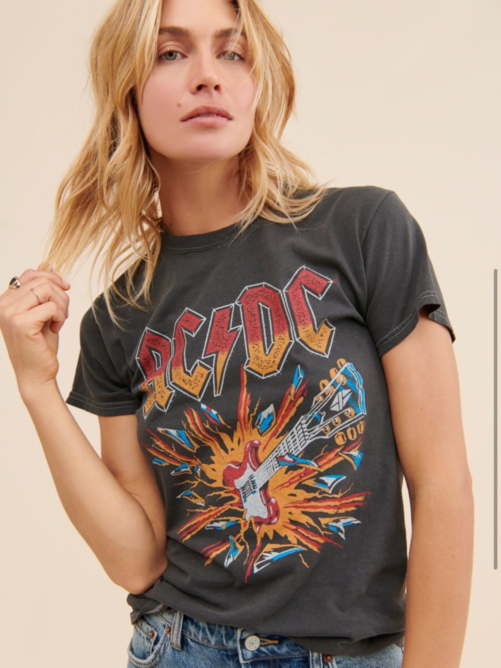 AC/DC Women's Short Sleeve Graphic Tee - Charcoal